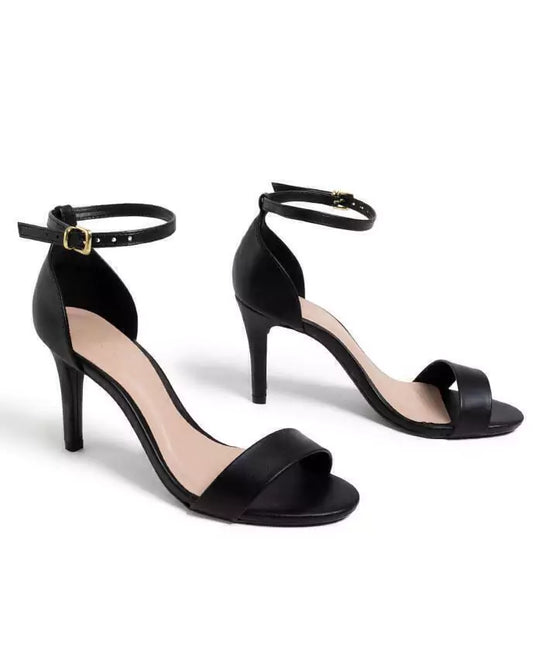 Sandália salto napa preta