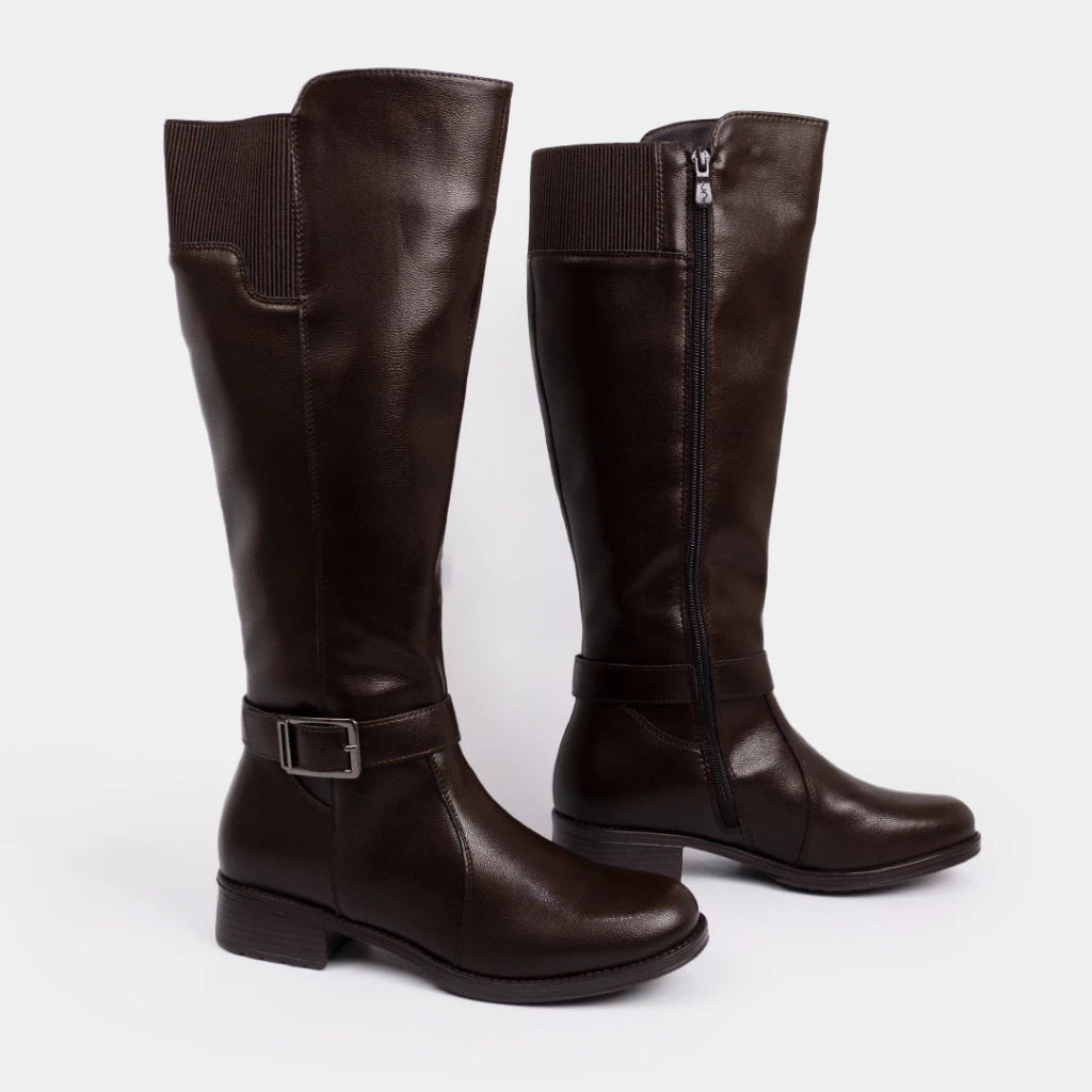 Bota cano alto napa marrom