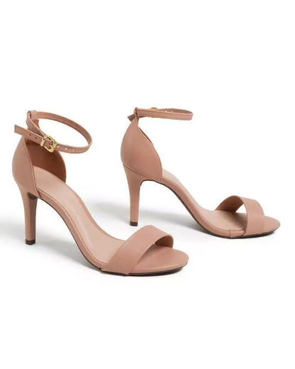 Sandália salto napa nude