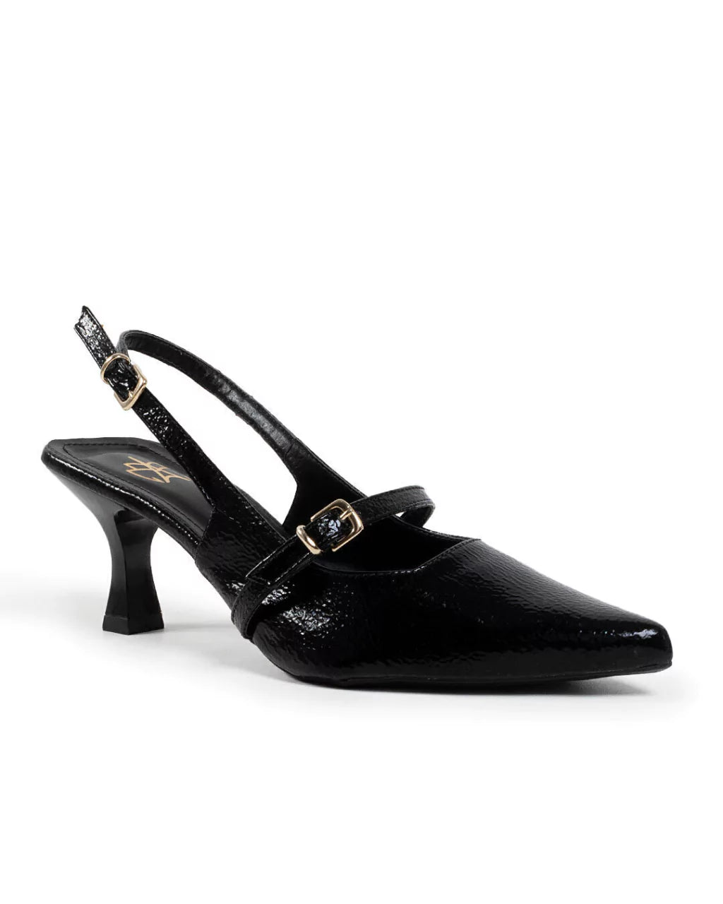 Scarpin slingback verniz preto