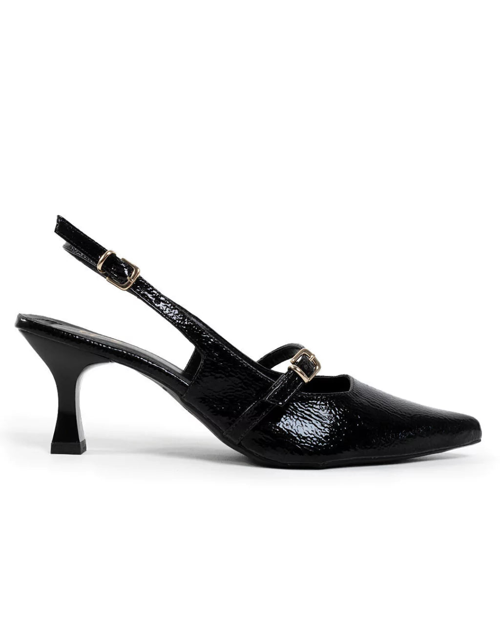 Scarpin slingback verniz preto